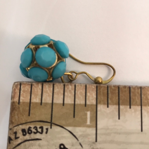 Bead ball Turquoise Colored French wire earrings - Picture 7 of 7